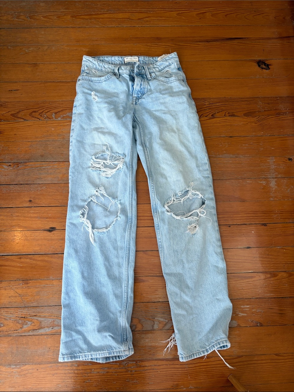 We The Free Light Blue Distressed Boyfriend Jeans